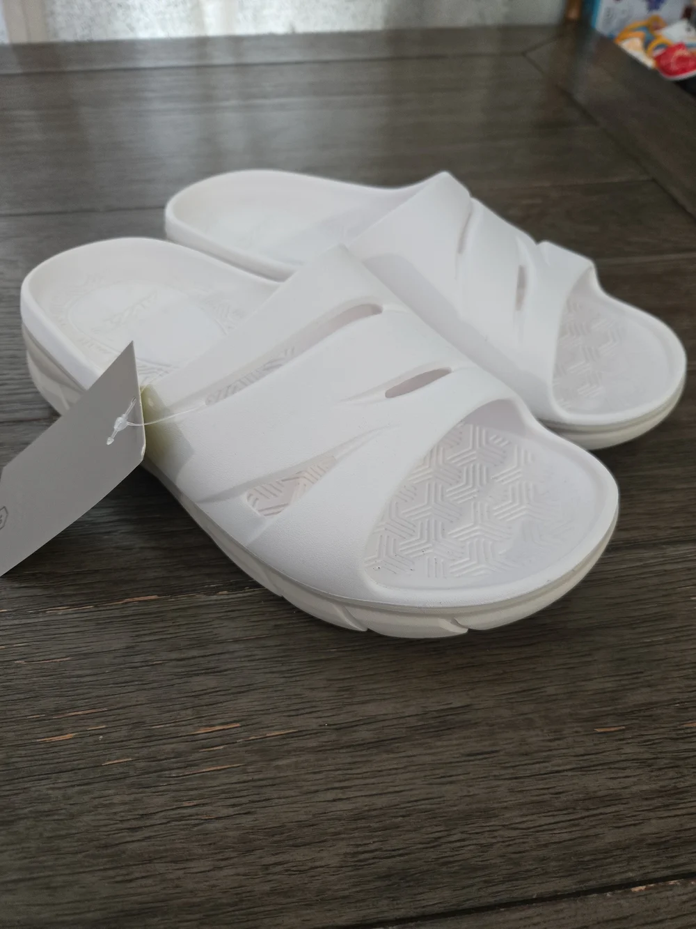 Avia Women's Two Tone Slide Recovery Sandals White Comfortable Shoes Multi Sizes